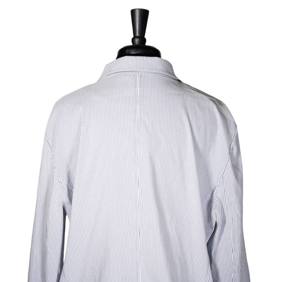 Chico's Women's Jacket Blue White Striped Snap Button Stretch Blazer 3 US XL/16 - Picture 7 of 9
